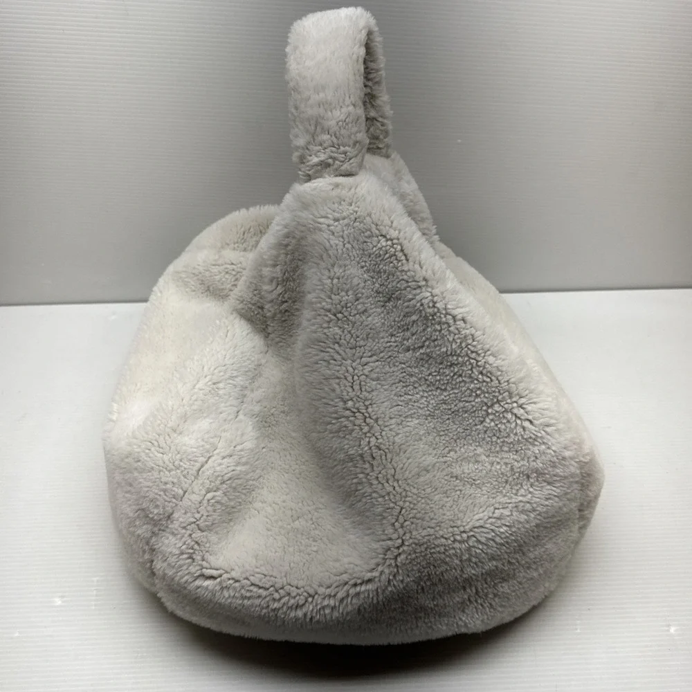 UGG Faux Fur BEANBAG Off White Mini PILLOW Laptop Tablet HOLDER Poof POCKET Pouf